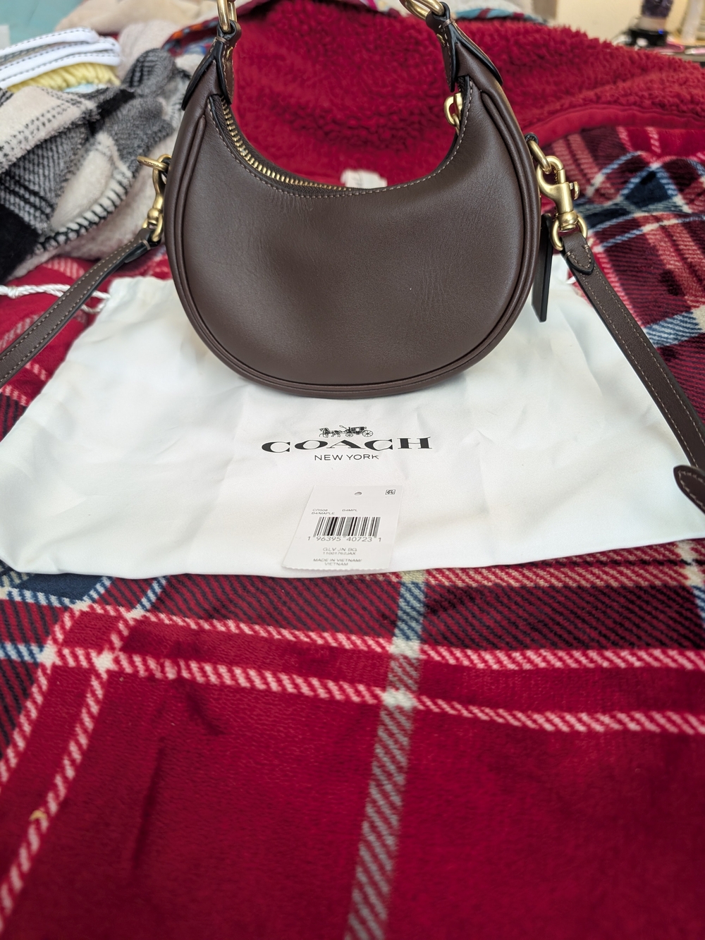 COACH Brown Leather Crescent Crossbody Bag